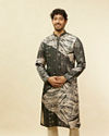 Stand Out Grey Self Print Kurta Set